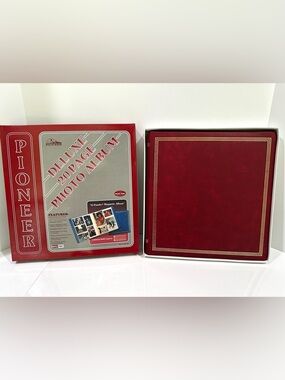 New Box Vntg Pioneer Magnetic Leather Photo Picture Album 20 pages Burgundy Red